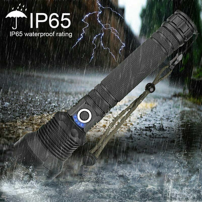 99000LM Ultra Bright LED Tactical Flashlight 3-Modes Zoom Torch USB Charging