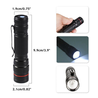 2x Mini Tactical Flashlight Small LED Torch 3 Mode Super Bright Light Clip Lamp