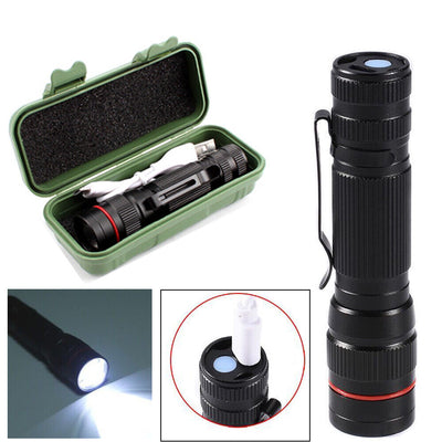2x Mini Tactical Flashlight Small LED Torch 3 Mode Super Bright Light Clip Lamp