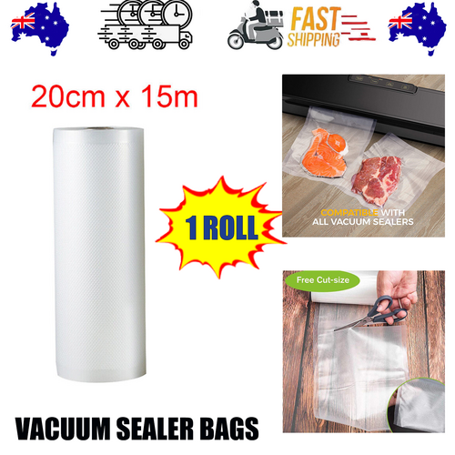 1ROLL 20CM Vacuum Sealer Bags Rolls Vaccum Food Saver Storage Seal 15M