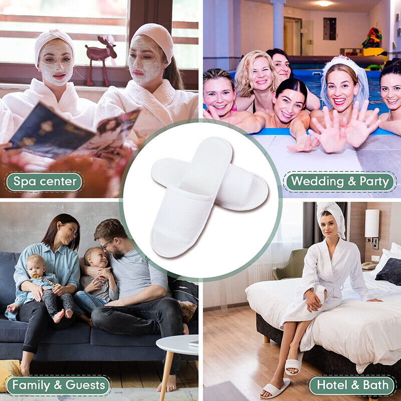 20Pairs Unisex White Disposable Slipper SPA Non-Slip Slippers Hotel Household