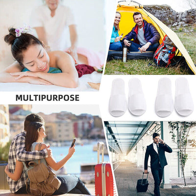 20Pairs Unisex White Disposable Slipper SPA Non-Slip Slippers Hotel Household