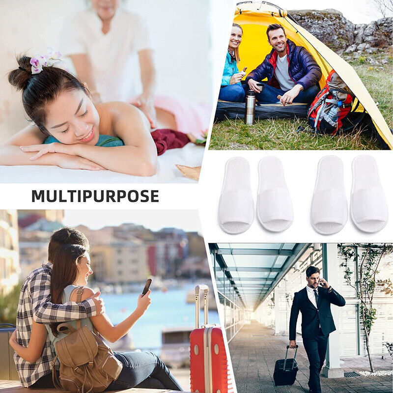 20Pairs Unisex White Disposable Slipper SPA Non-Slip Slippers Hotel Household