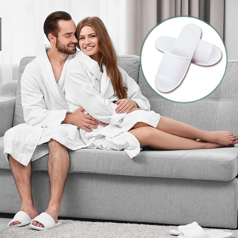 20Pairs Unisex White Disposable Slipper SPA Non-Slip Slippers Hotel Household