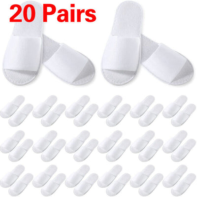 20Pairs Unisex White Disposable Slipper SPA Non-Slip Slippers Hotel Household