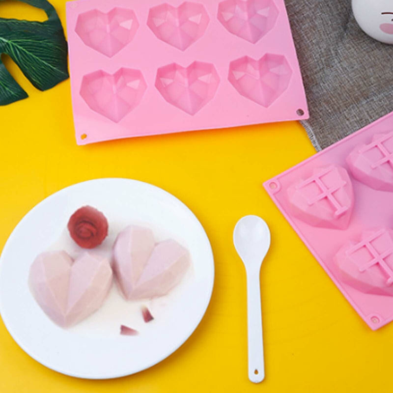 2PCS DIY 3D Fondant Mold Silicone Heart Shape Candy Cake Chocolate Mould Sugar Craft