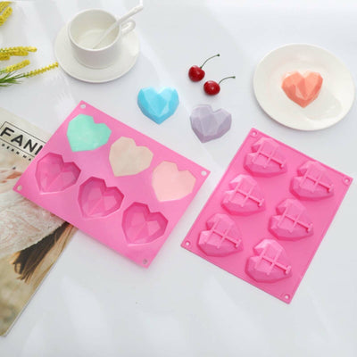 2PCS DIY 3D Fondant Mold Silicone Heart Shape Candy Cake Chocolate Mould Sugar Craft