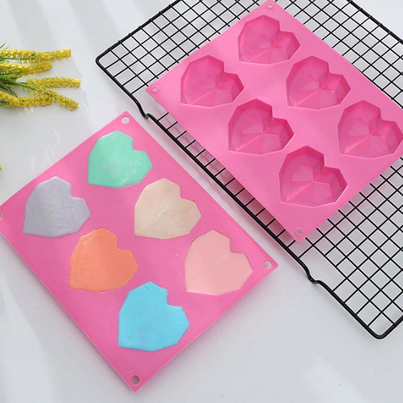 2PCS DIY 3D Fondant Mold Silicone Heart Shape Candy Cake Chocolate Mould Sugar Craft