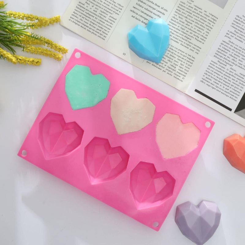 2PCS DIY 3D Fondant Mold Silicone Heart Shape Candy Cake Chocolate Mould Sugar Craft