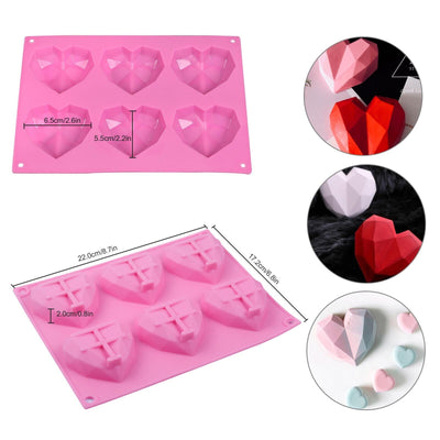 2PCS DIY 3D Fondant Mold Silicone Heart Shape Candy Cake Chocolate Mould Sugar Craft