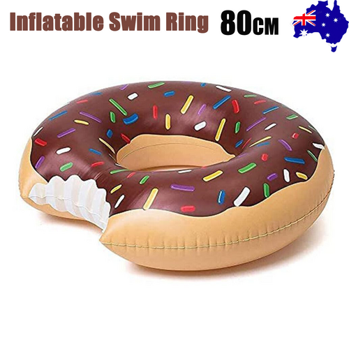 Coffee Inflatable Giant Donut Raft Swim Ring Float Swimming Pool Beach Lounge Pink Coff 80CM