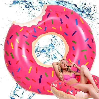 Pink Inflatable Giant Donut Raft Swim Ring Float Swimming Pool Beach Lounge Pink Coff 70CM