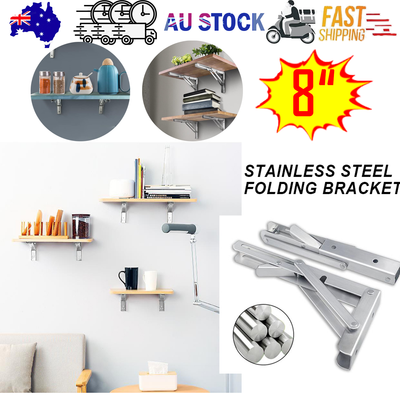 8"Stainless Steel Folding Table Bracket Shelf Bench 200kg Load Heavy Duty