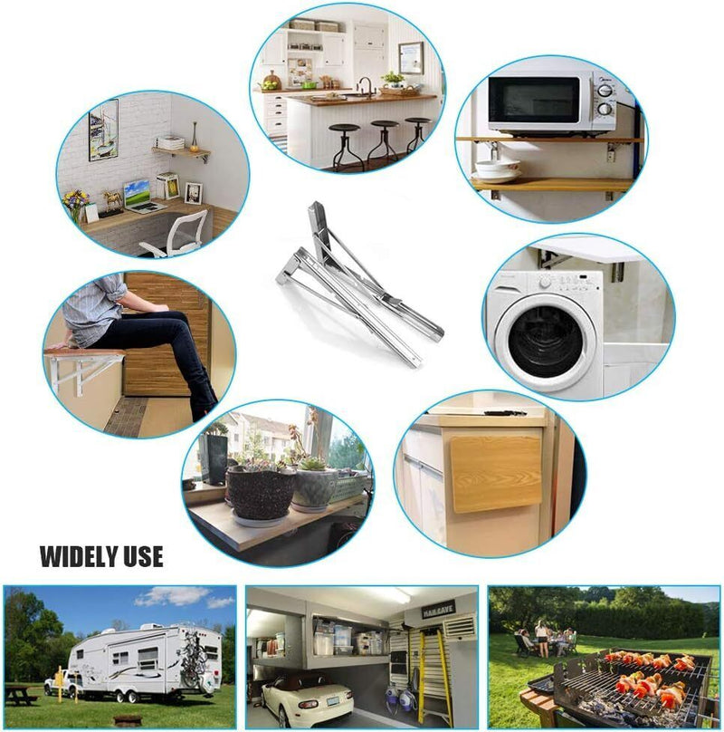 10"Stainless Steel Folding Table Bracket Shelf Bench 200kg Load Heavy Duty