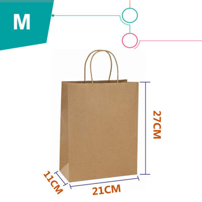 25pcs Bulk Kraft Paper Bags Gift Shopping Carry Craft Brown Retail Bag with Handles Au M