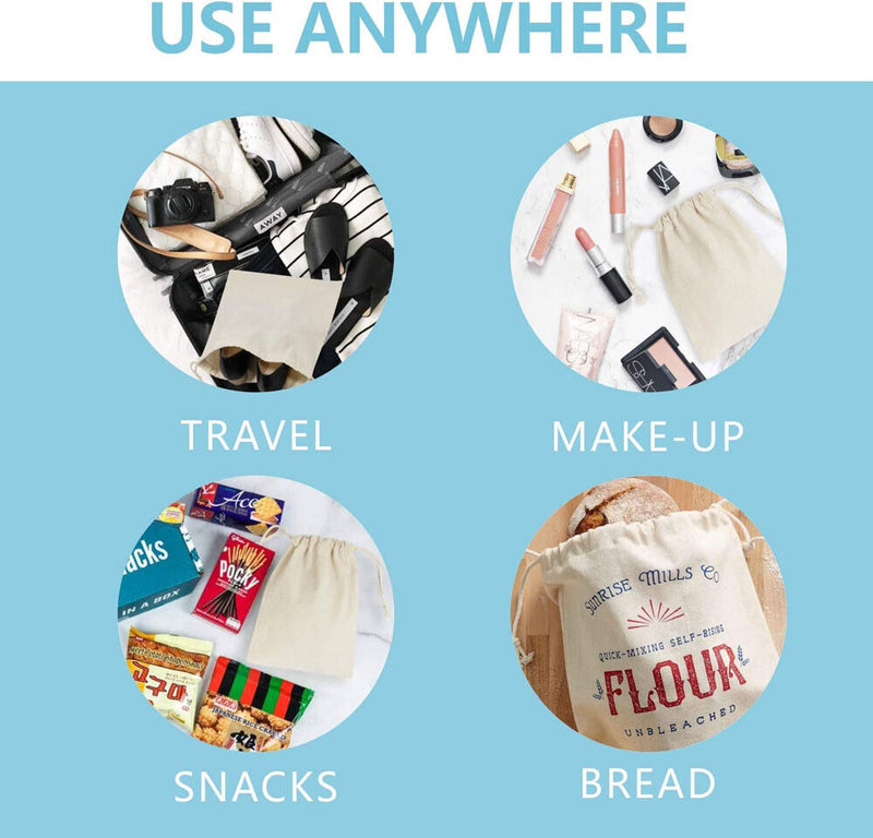 50Pcs 15X20cm Drawstring Storage Bags Calico Bags Linen Tote Gift Bag Bulk