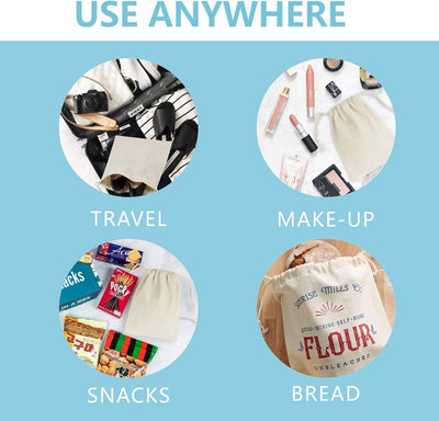 50Pcs 20X30cm Drawstring Storage Bags Calico Bags Linen Tote Gift Bag Bulk