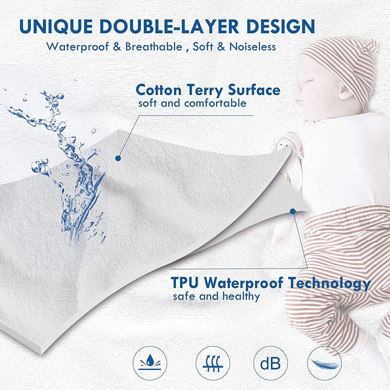 Fully Fitted Waterproof Cotton / Non Woven Mattress Protector Cover Double