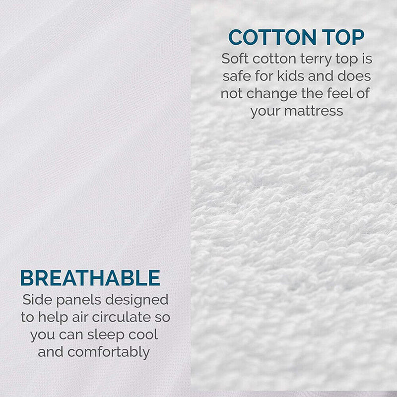 Fully Fitted Waterproof Cotton / Non Woven Mattress Protector Cover Double