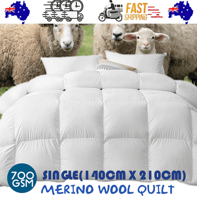 700 GSM Australian Merino Wool Quilt Duvet Doona Summer Winter Single 140cm x 210cm