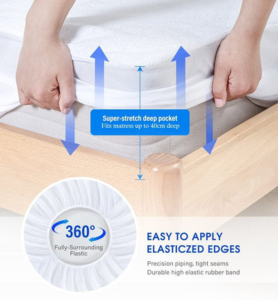 100% Terry Cotton Fitted Mattress Protector Waterproof King