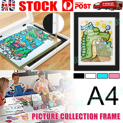 White Children Kids Art Frames Art Projects Wooden Artwork Display 150 Pictures Hold
