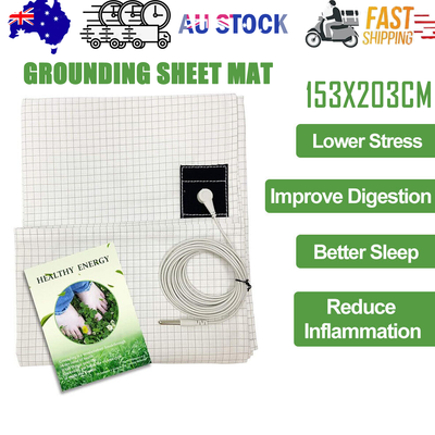 Bed Earthing Sheet Grounding Sheet Mat Large Bed Sheet Flat Sheet W/AU Plug 153x203cm