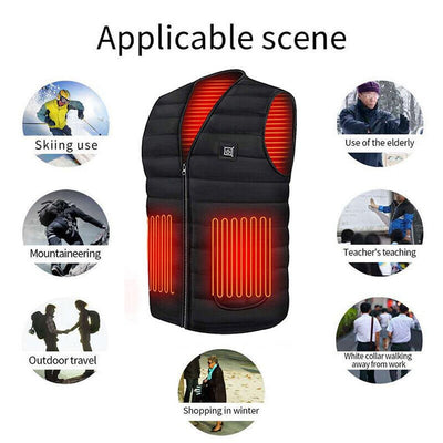 S Electric Vest Heated Jacket USB Thermal Warm Heat Pad Winter Body Warmer Unisex