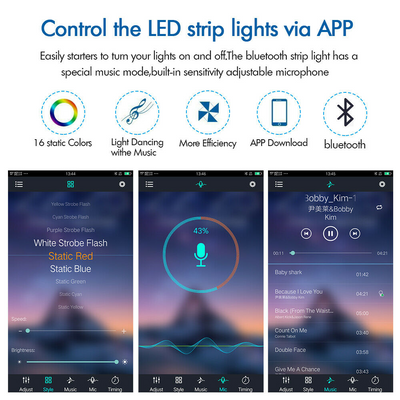 5V RGB LED Strip Lights IP65 Waterproof 5050 5M 10M 20M 300 LEDs USB Bluetooth