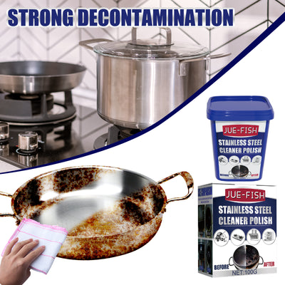 Jue-Fish Stainless Steel Cleaning Cream, Kitchen Decontaminant Pot Rust, Pot Bottom, Stove Top Black Scale Cleaning Cream