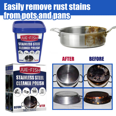 Jue-Fish Stainless Steel Cleaning Cream, Kitchen Decontaminant Pot Rust, Pot Bottom, Stove Top Black Scale Cleaning Cream
