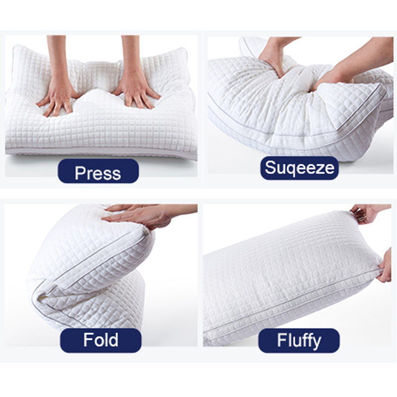 2xStandard Quality Pillows Cotton Hotel Adjustable Home Pillows Down Alternative Pillows
