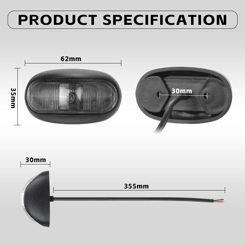 10X LED Clearance Lights Amber Red Side Marker Lamp Truck Trailer Caravan 12-24V