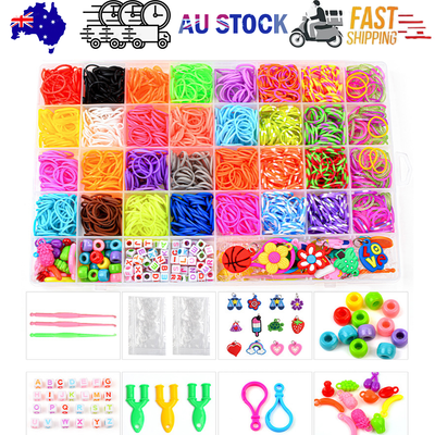 40Grids Rainbow Loom Bands Rubber Bracelet Making Kit S Clips Beads DIY Toys