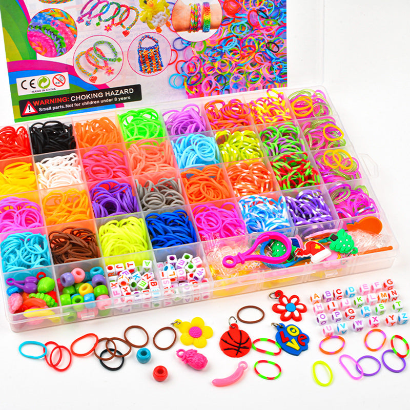 40Grids Rainbow Loom Bands Rubber Bracelet Making Kit S Clips Beads DIY Toys
