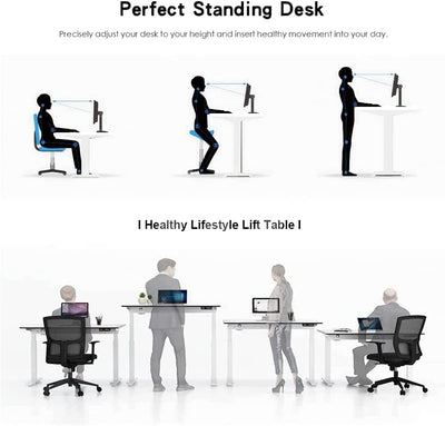 Sardine Sport Electric Standing Desk, 100KG Motorised Height Adjustable Computer Desk, Sit Stand Desk, Home Office (120 x 60 cm / 47.2 x 23.6 inch)