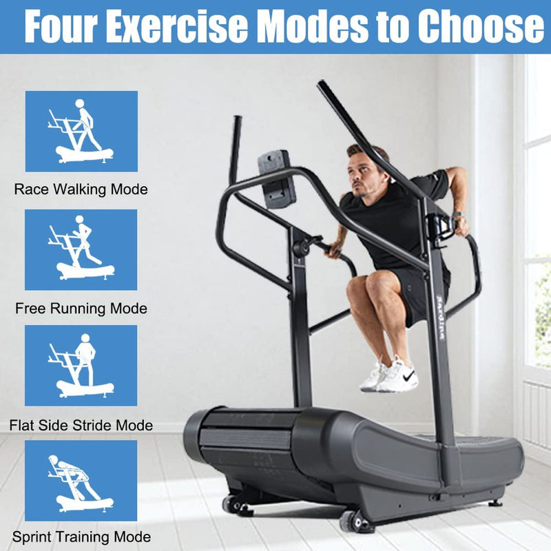 Sardine Sport T63 Manual Curved Treadmill, 2-in-1 Walking & Running Exercise Machine, Max Weight 150kg