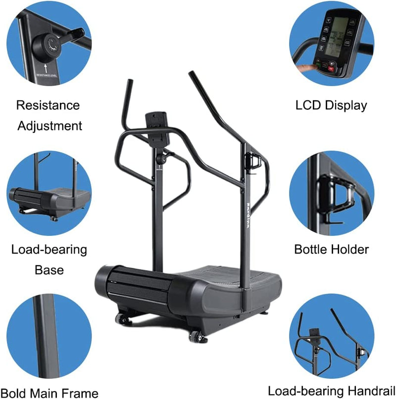 Sardine Sport T63 Manual Curved Treadmill, 2-in-1 Walking & Running Exercise Machine, Max Weight 150kg