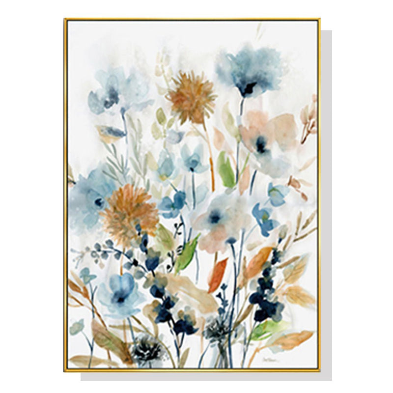 Wall Art 70cmx100cm Colourful Floras Watercolour style I Gold Frame Canvas