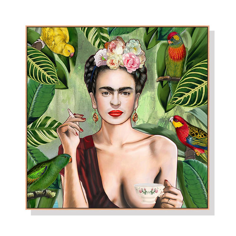 Wall Art 60cmx60cm Self Portrait by Frida Kahlo Wood Frame Canvas