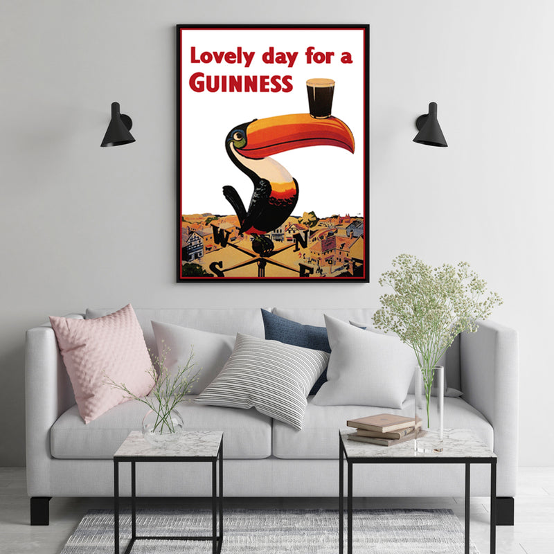 Wall Art 70cmx100cm Beer Lovely Day For A Guinness Black Frame Canvas