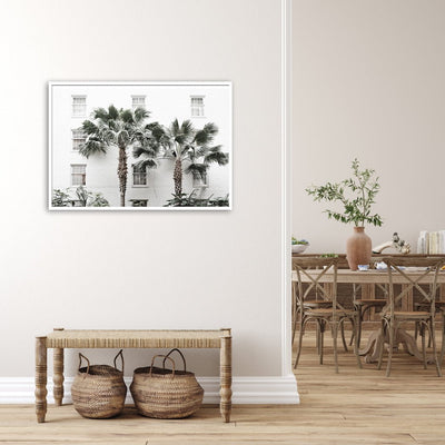 Wall Art 50cmx70cm Palm Tree White Frame Canvas