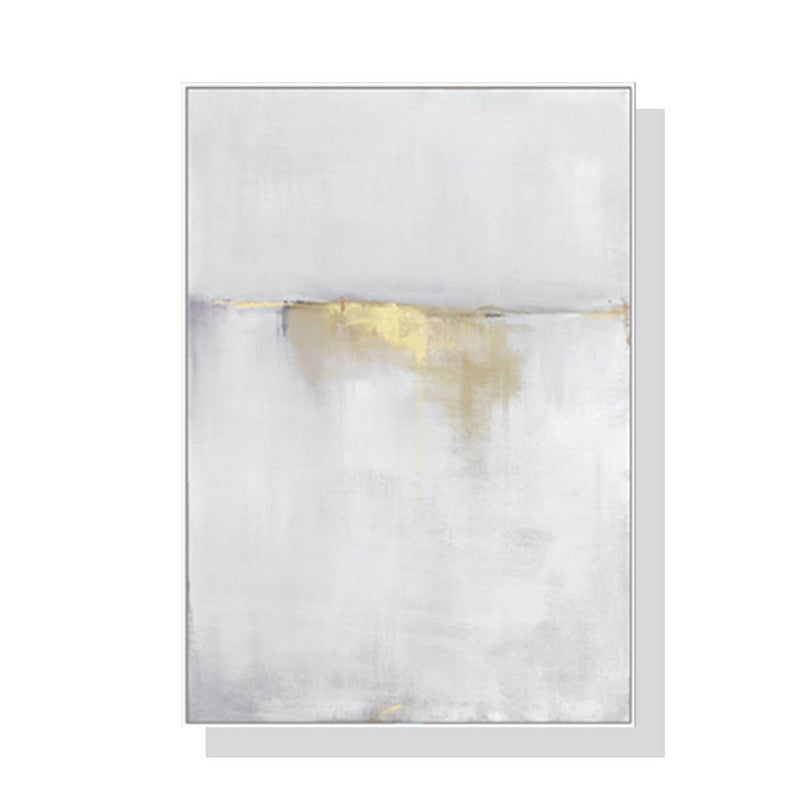 Wall Art 70cmx100cm Abstract gold white single II White Frame Canvas