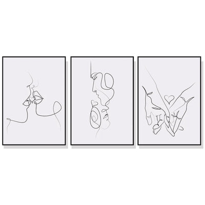 Wall Art 40cmx60cm Couples 3 Sets Black Frame Canvas