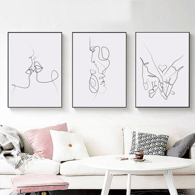 Wall Art 40cmx60cm Couples 3 Sets Black Frame Canvas