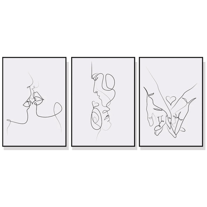 Wall Art 50cmx70cm Couples 3 Sets Black Frame Canvas