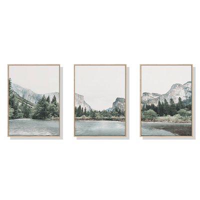 Wall Art 60cmx90cm Yosemite Valley National Park 3 Sets Wood Frame Canvas