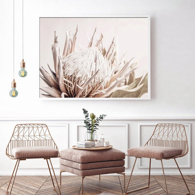 Wall Art 50cmx70cm Pure Protea II White Frame Canvas