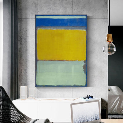 Wall Art 60cmx90cm Blue Yellow Green By Mark Rothko Black Frame Canvas