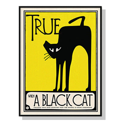 Wall Art 60cmx90cm Black Cat Black Frame Canvas